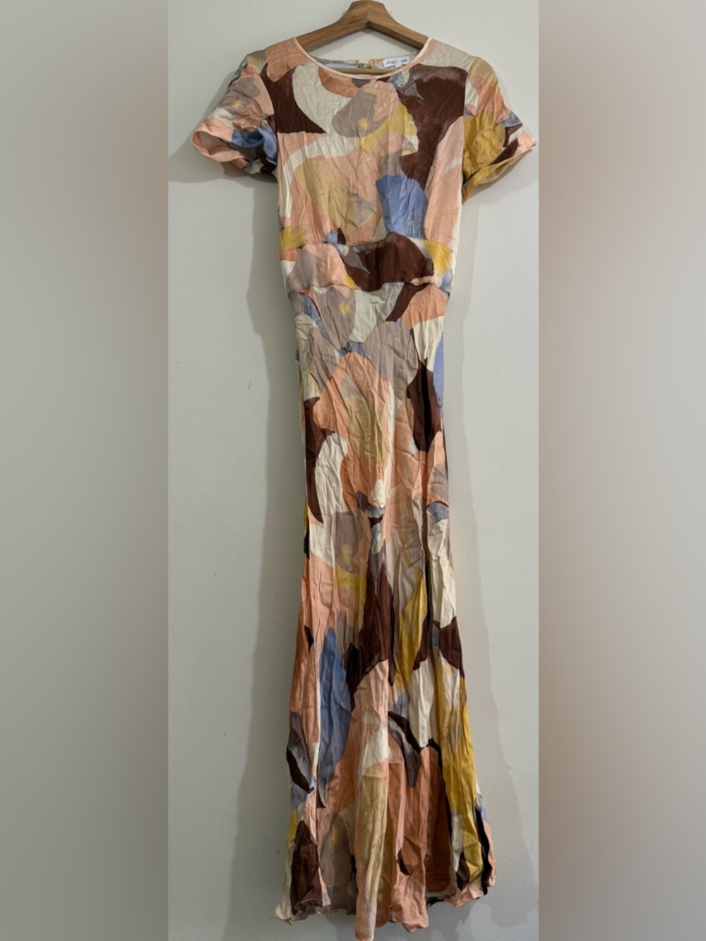 excuse my french Abstract Multi-Color Maxi Dress with Short Sleeves